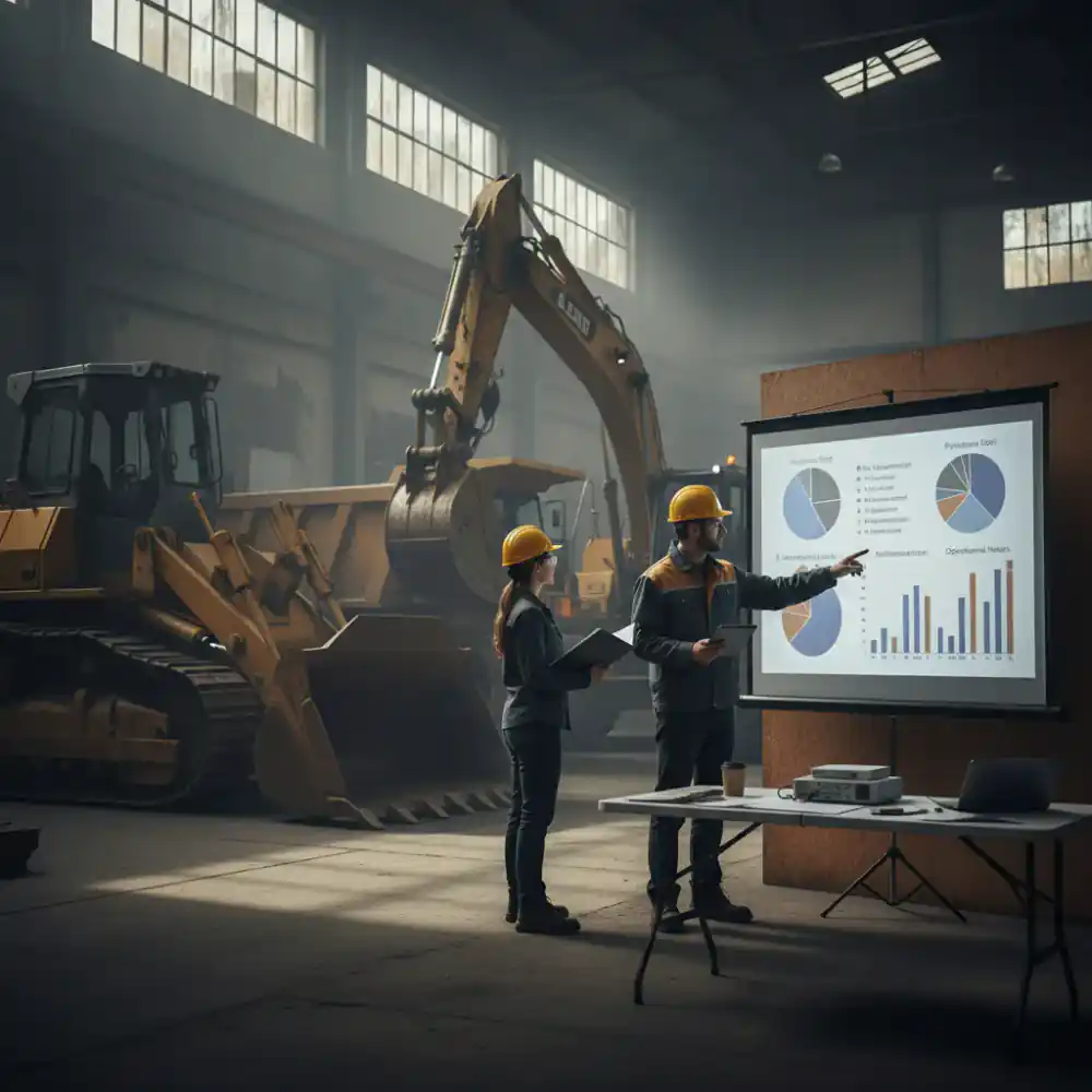 Contractor comparing financial costs of heavy equipment