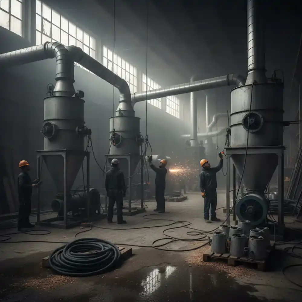 Setting up dust extraction systems on a job site